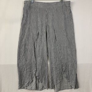 Maurices Cropped Pants Split Front Elastic Waist Flyaway Stripped Boho Flowy NWT